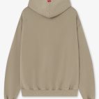 Sudadera oversized beig con estampado frontal y logo bordado en capucha - Trasera