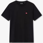 Camiseta negra básica con logo bordado - Frontal