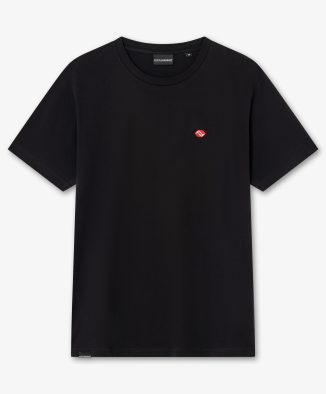 Camiseta negra básica con logo bordado - Frontal