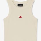Top sin mangas crudo/beige claro/ecru con logo bordado