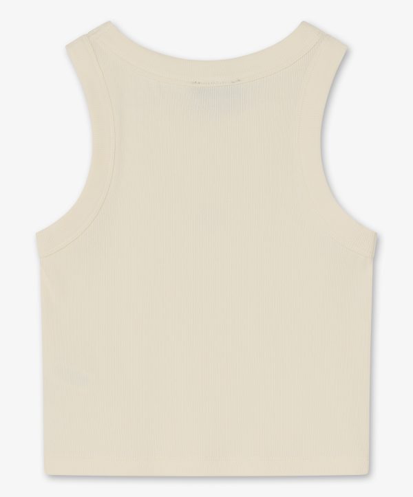 Top sin mangas crudo/beige claro/ecru con logo bordado
