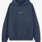 Sudadera oversized azul con estampado frontal y logo bordado en capucha - Frontal