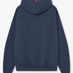 Sudadera oversized azul con estampado frontal y logo bordado en capucha - Trasera