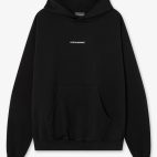 Sudadera oversized negra con estampado frontal y logo bordado en capucha - Frontal