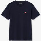 Camiseta azul básica con logo bordado - Frontal