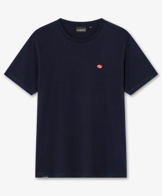 Camiseta azul básica con logo bordado - Frontal