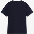Camiseta azul básica con logo bordado - Trasera