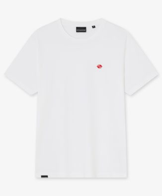 Camiseta blanca básica con logo bordado - Trasera