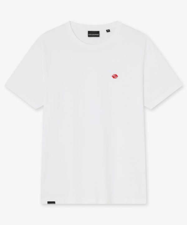 Camiseta blanca básica con logo bordado - Trasera