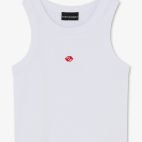 Top sin mangas blanco con logo bordado