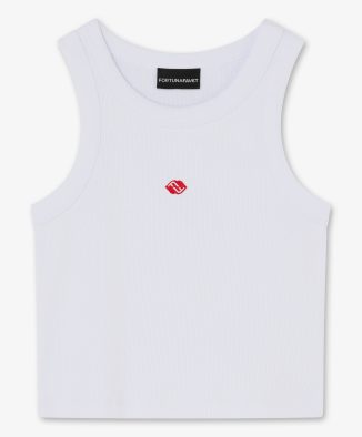 Top sin mangas blanco con logo bordado
