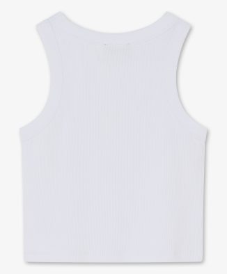 Top sin mangas blanco con logo bordado