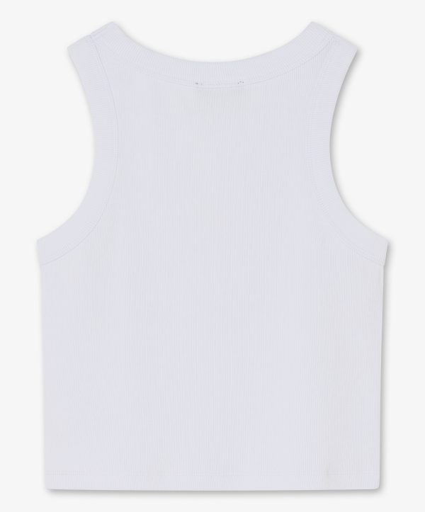 Top sin mangas blanco con logo bordado Top sin mangas blanco con logo bordado