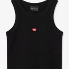 Top sin mangas negro con logo bordado