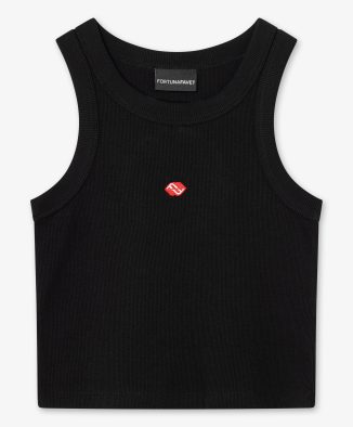 Top sin mangas negro con logo bordado