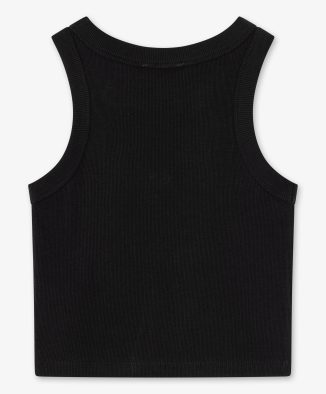 Top sin mangas negro con logo bordado