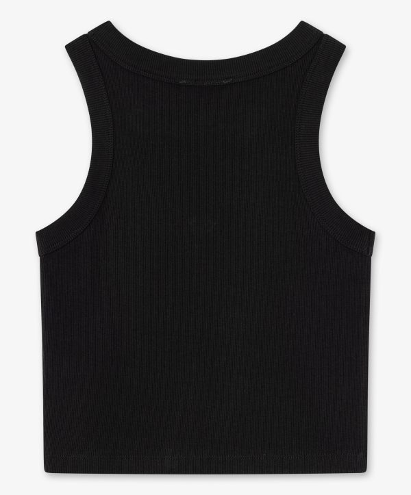 Top sin mangas negro con logo bordado